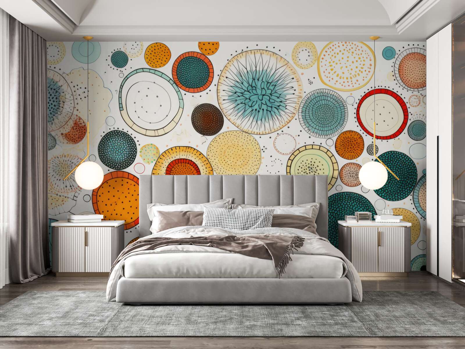 Fotobehang cirkels en doorsneden in abstracte stijl