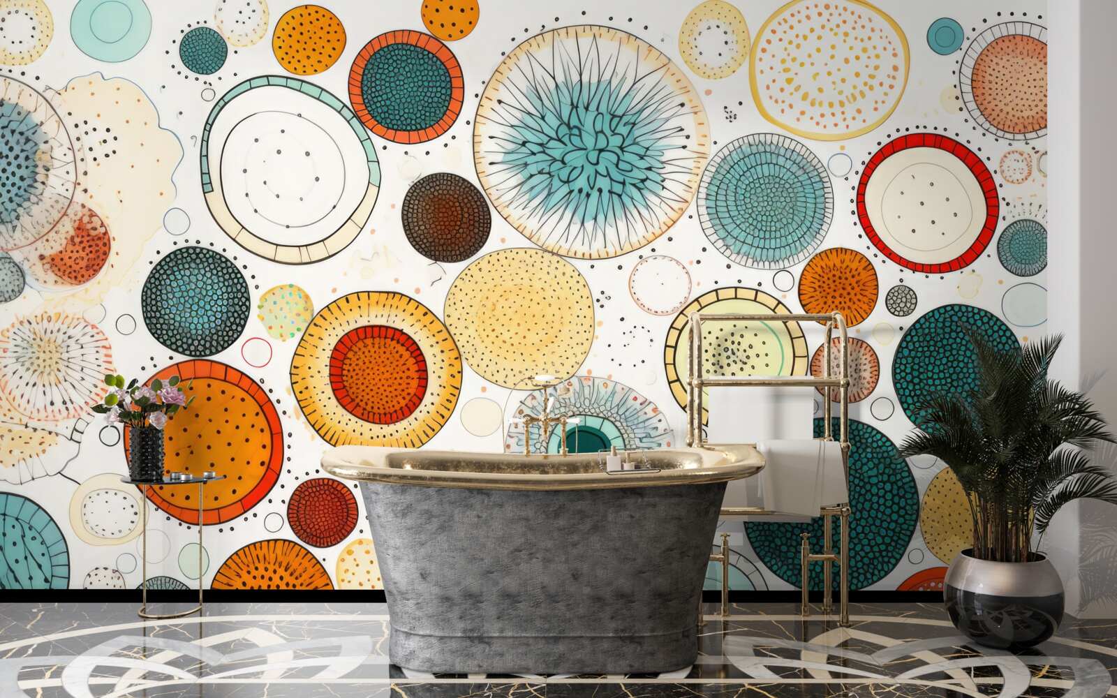 Fotobehang cirkels en doorsneden in abstracte stijl