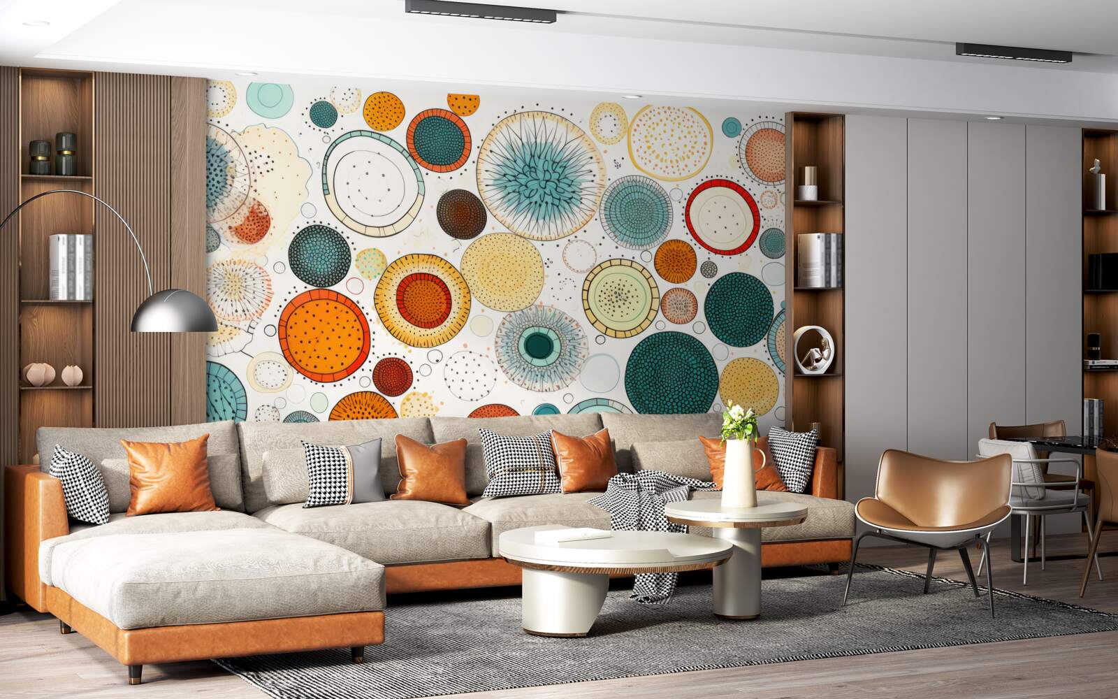 Fotobehang cirkels en doorsneden in abstracte stijl