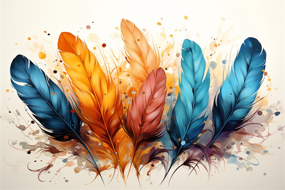 Fotobehang pluizige veren in herfsttinten