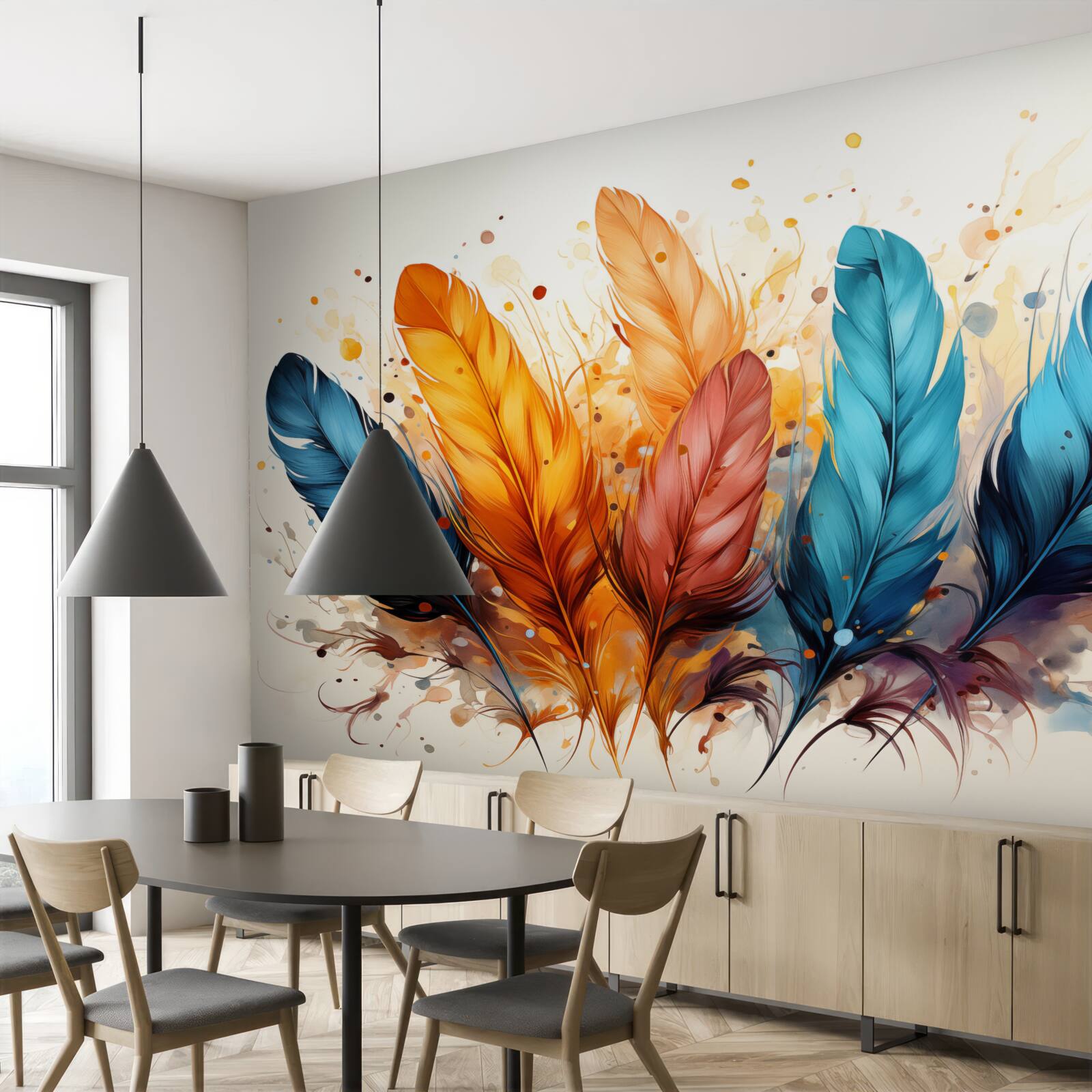 Fotobehang pluizige veren in herfsttinten