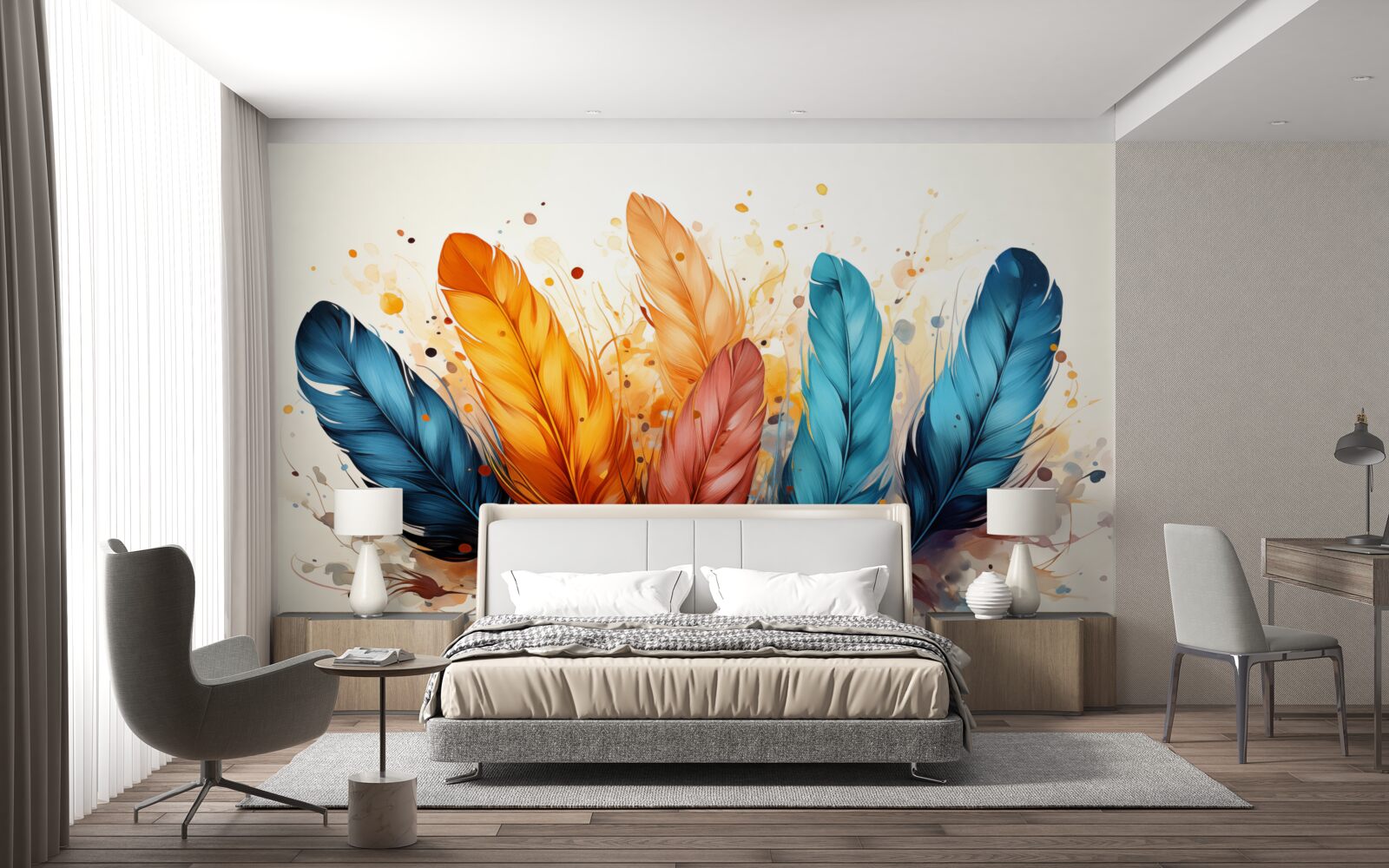 Fotobehang pluizige veren in herfsttinten