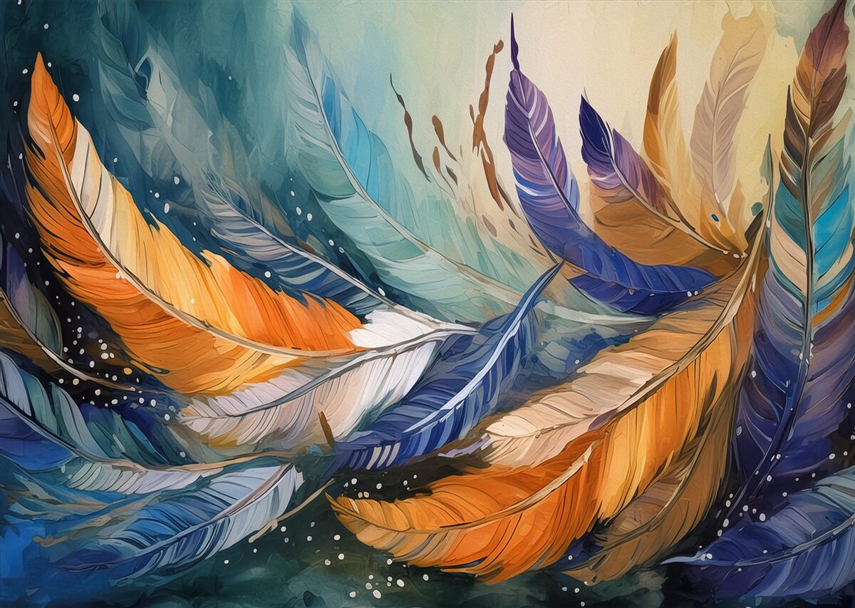 Fotobehang heldere herfstbladeren dansen in de wind