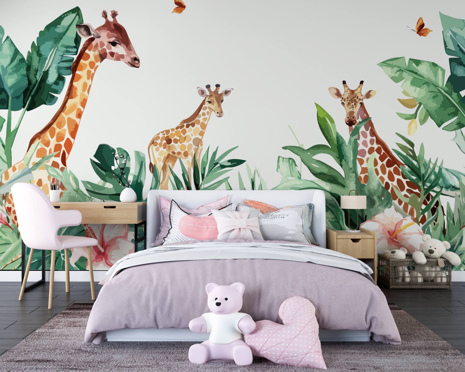 Fotobehang Giraffe wandelt door de jungle