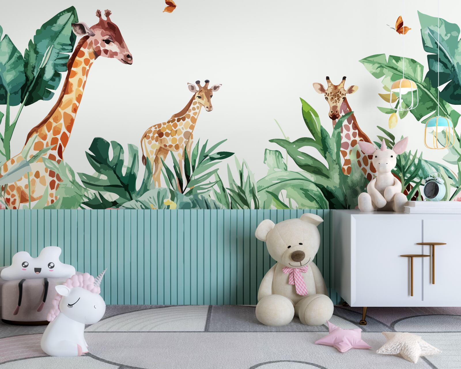 Fotobehang Giraffe wandelt door de jungle