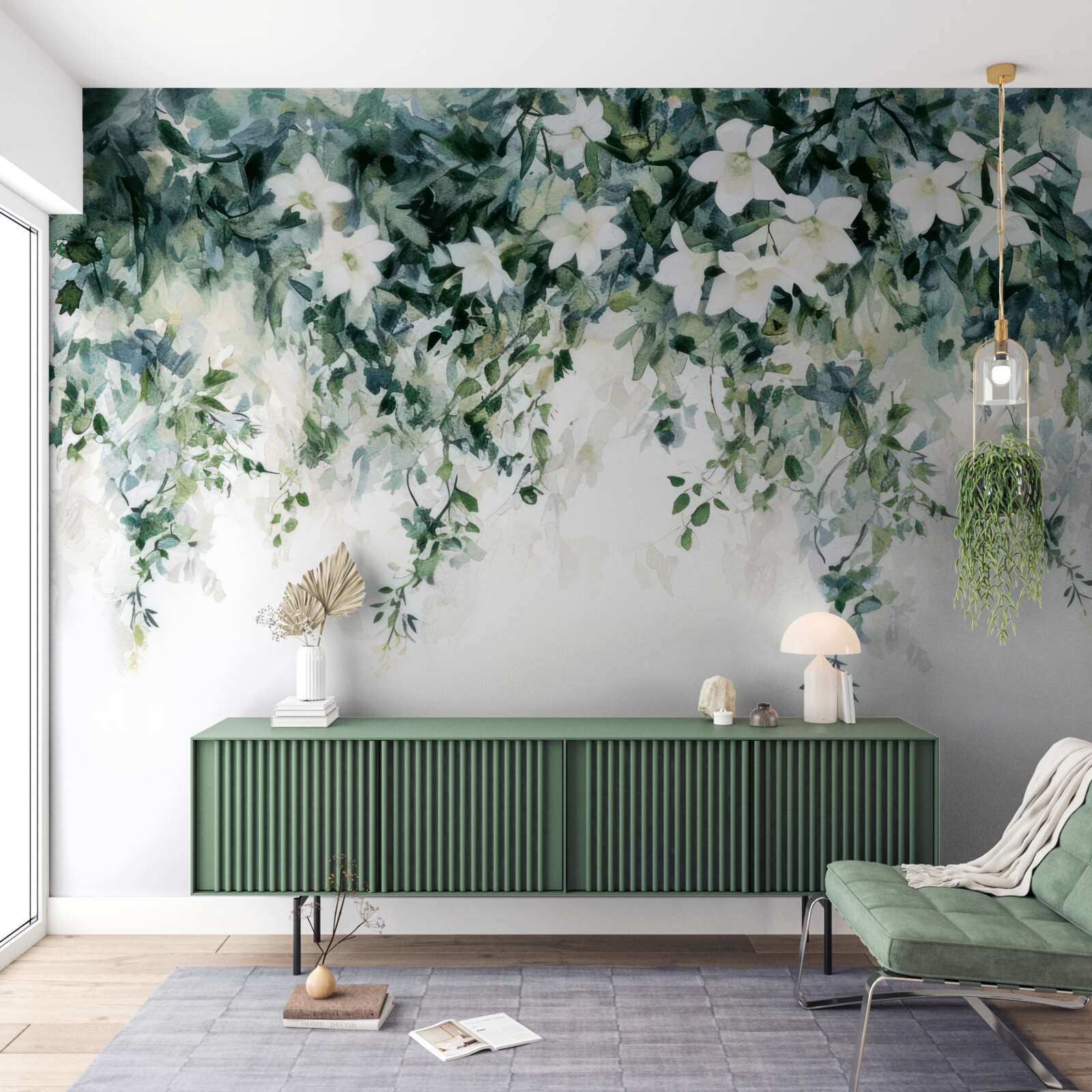 Fotobehang sneeuwwitte jasmijn in bloei