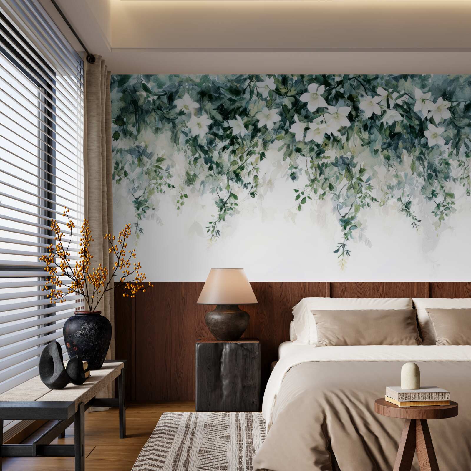 Fotobehang sneeuwwitte jasmijn in bloei