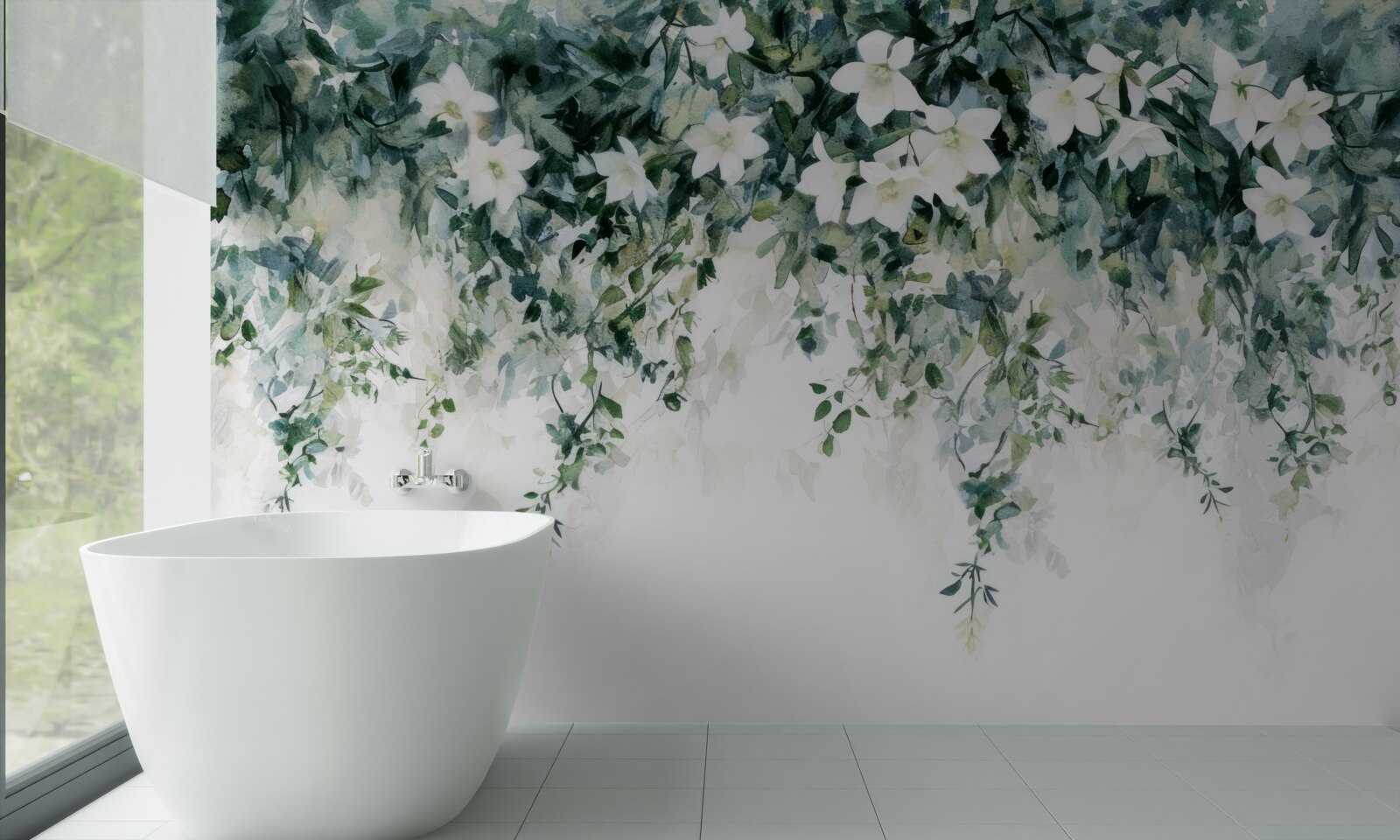 Fotobehang sneeuwwitte jasmijn in bloei