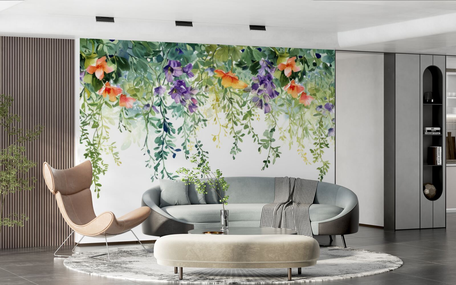 Fotobehang tere bloemen uit de tuin ondersteboven