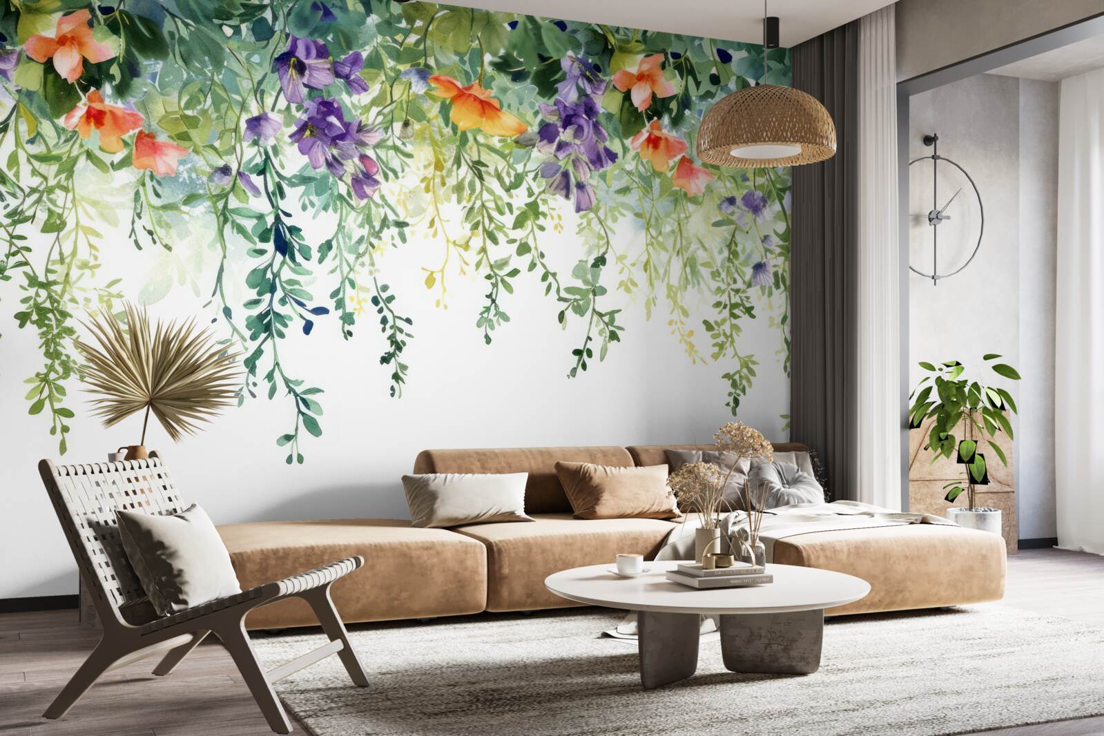 Fotobehang tere bloemen uit de tuin ondersteboven