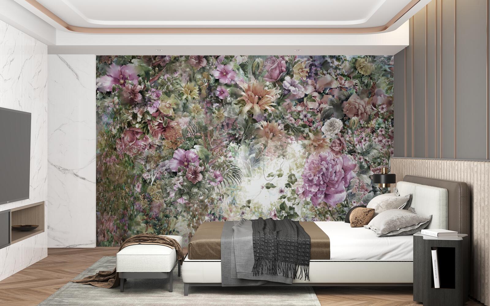 Fotobehang dicht groen in de tuin