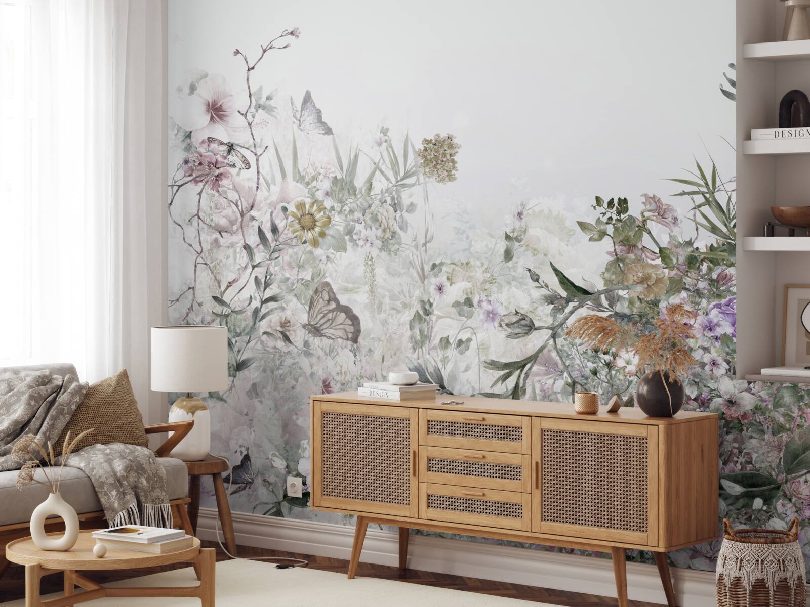 Fotobehang een zomertuin bij het huis