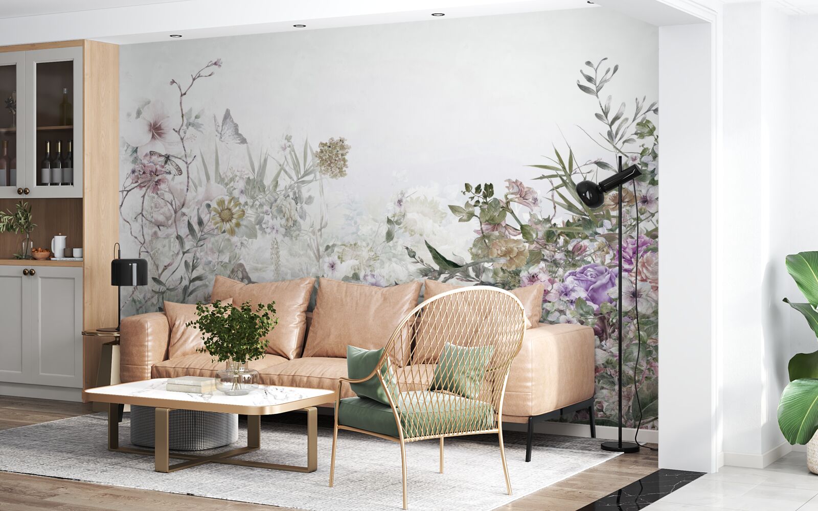 Fotobehang een zomertuin bij het huis