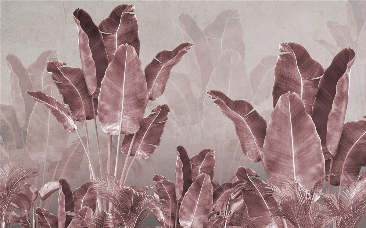 Fotobehang hoge palmbladeren zijn rood