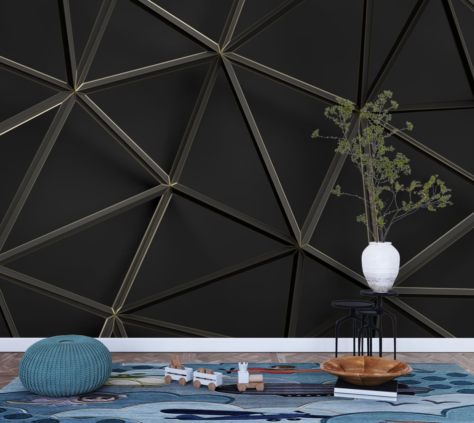 Fotobehang glas-in-lood van zwart glas