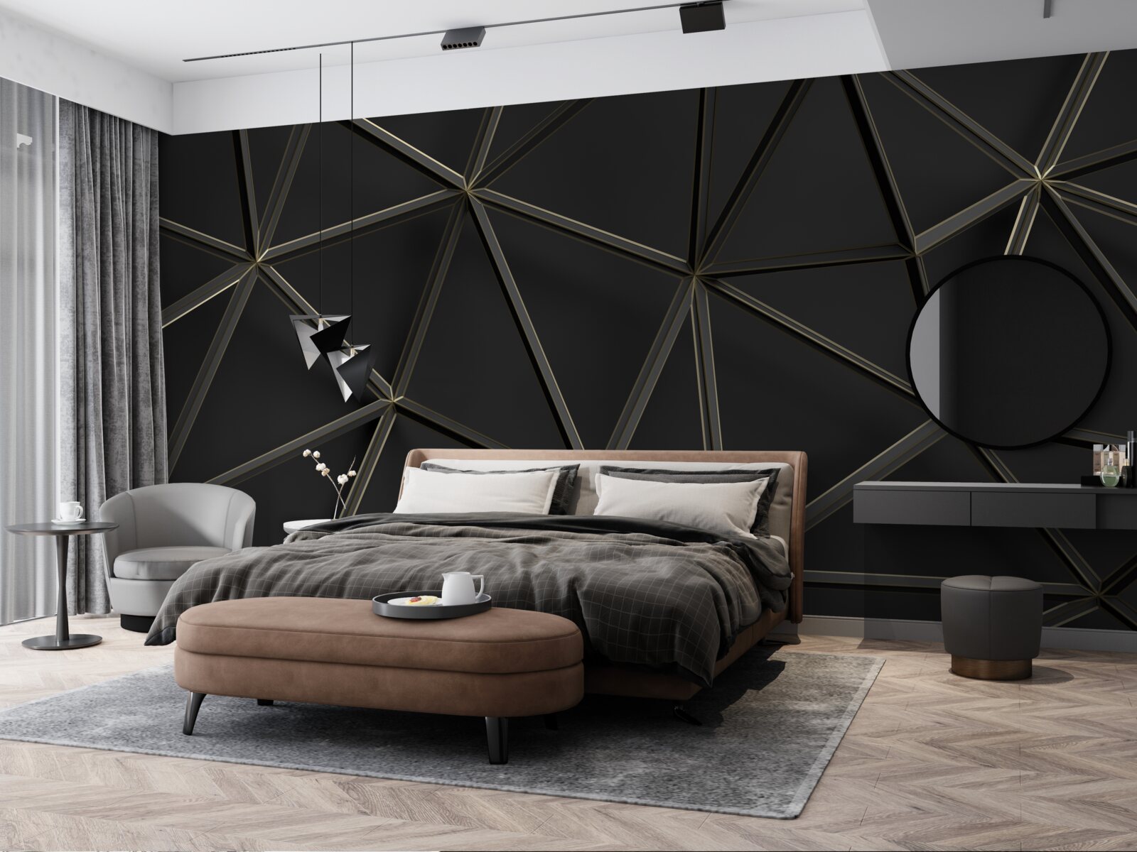 Fotobehang glas-in-lood van zwart glas