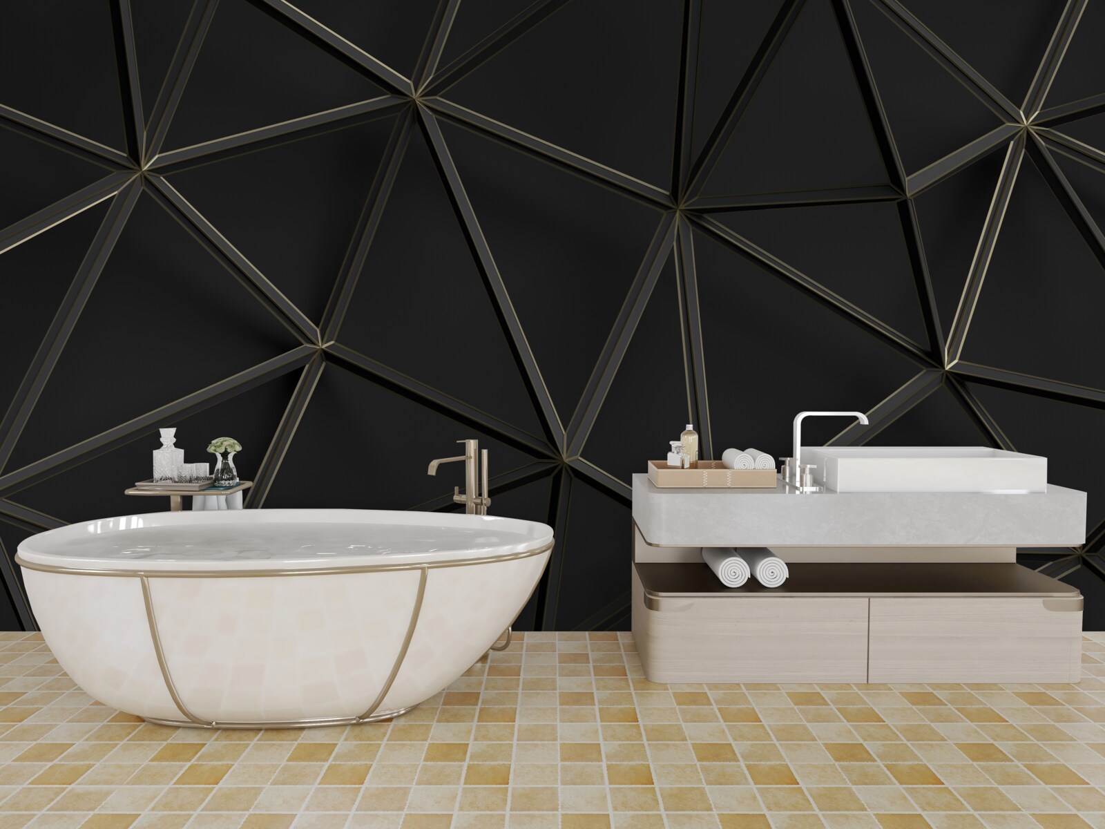 Fotobehang glas-in-lood van zwart glas