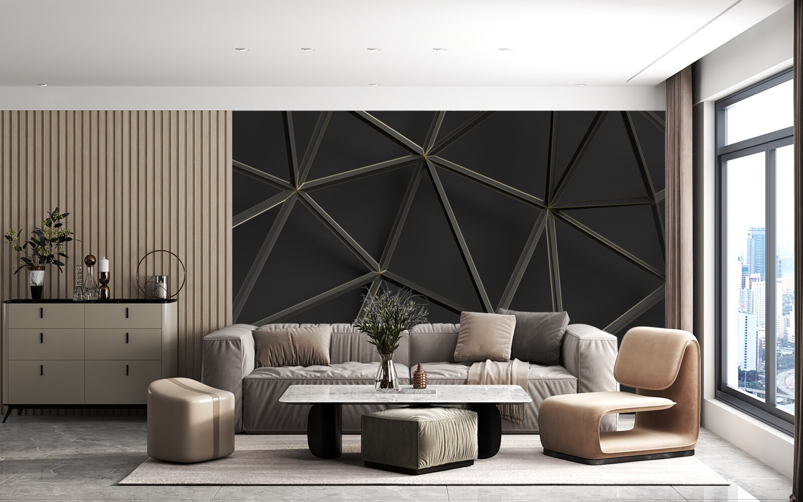 Fotobehang glas-in-lood van zwart glas