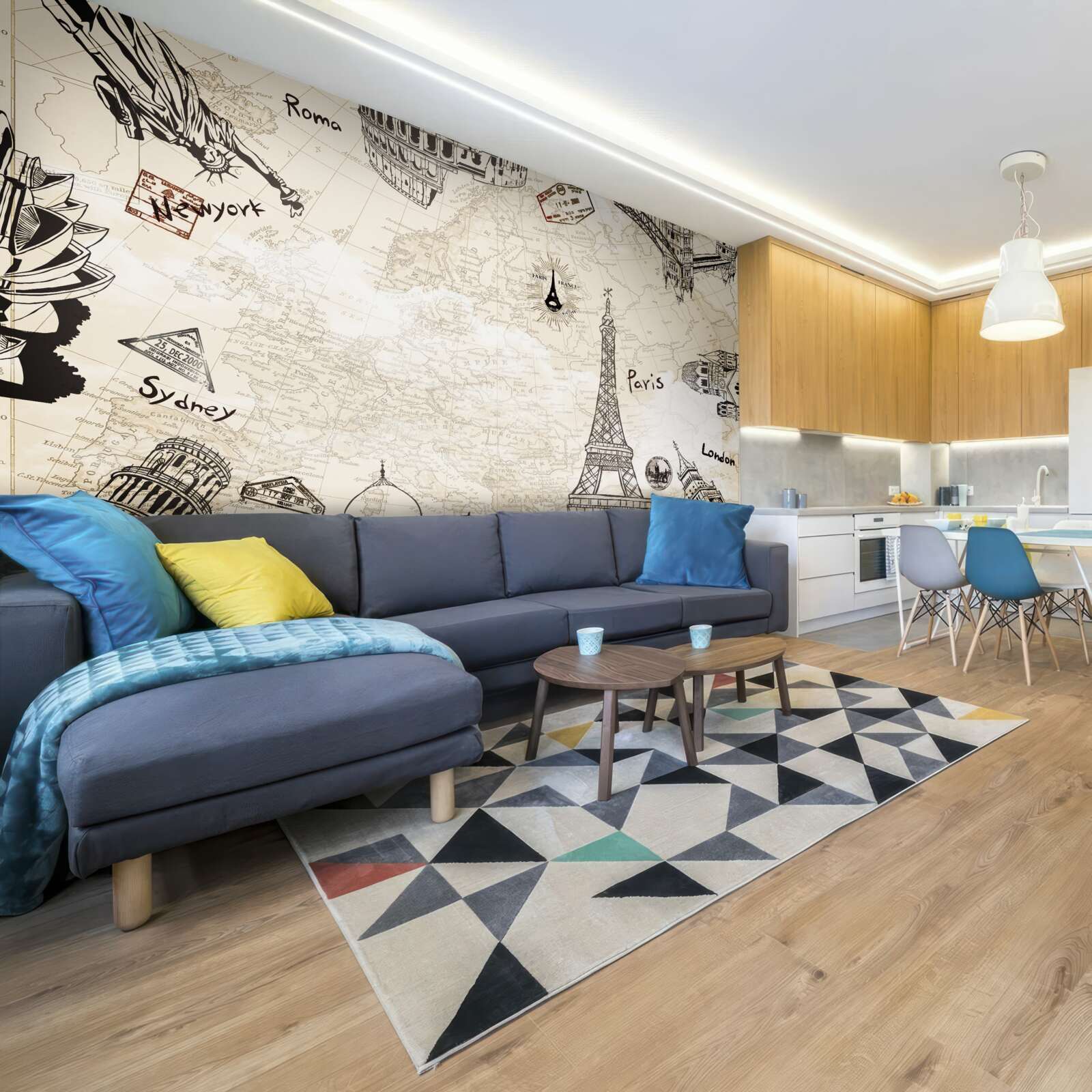 Fotobehang europese architectuur op de kaart