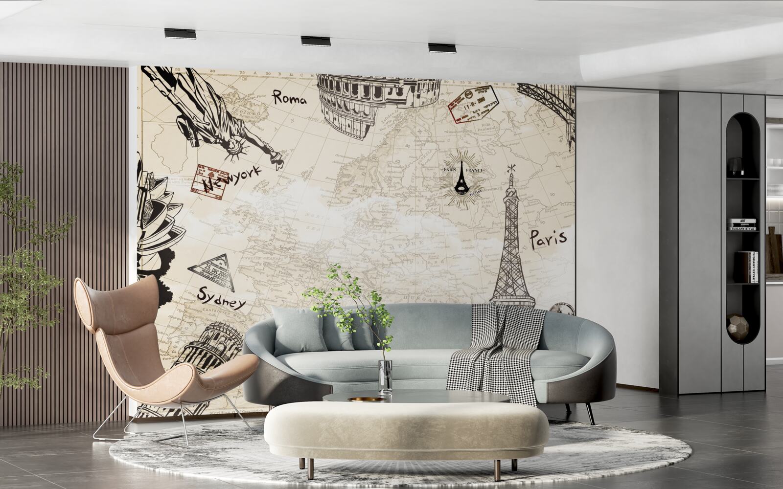 Fotobehang europese architectuur op de kaart