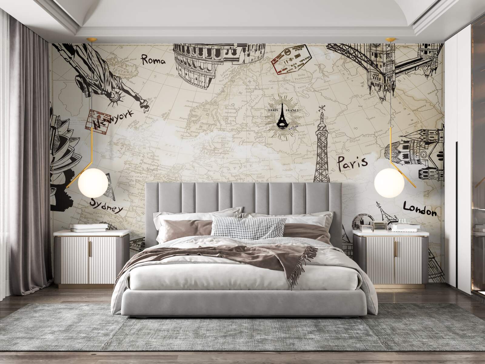 Fotobehang europese architectuur op de kaart