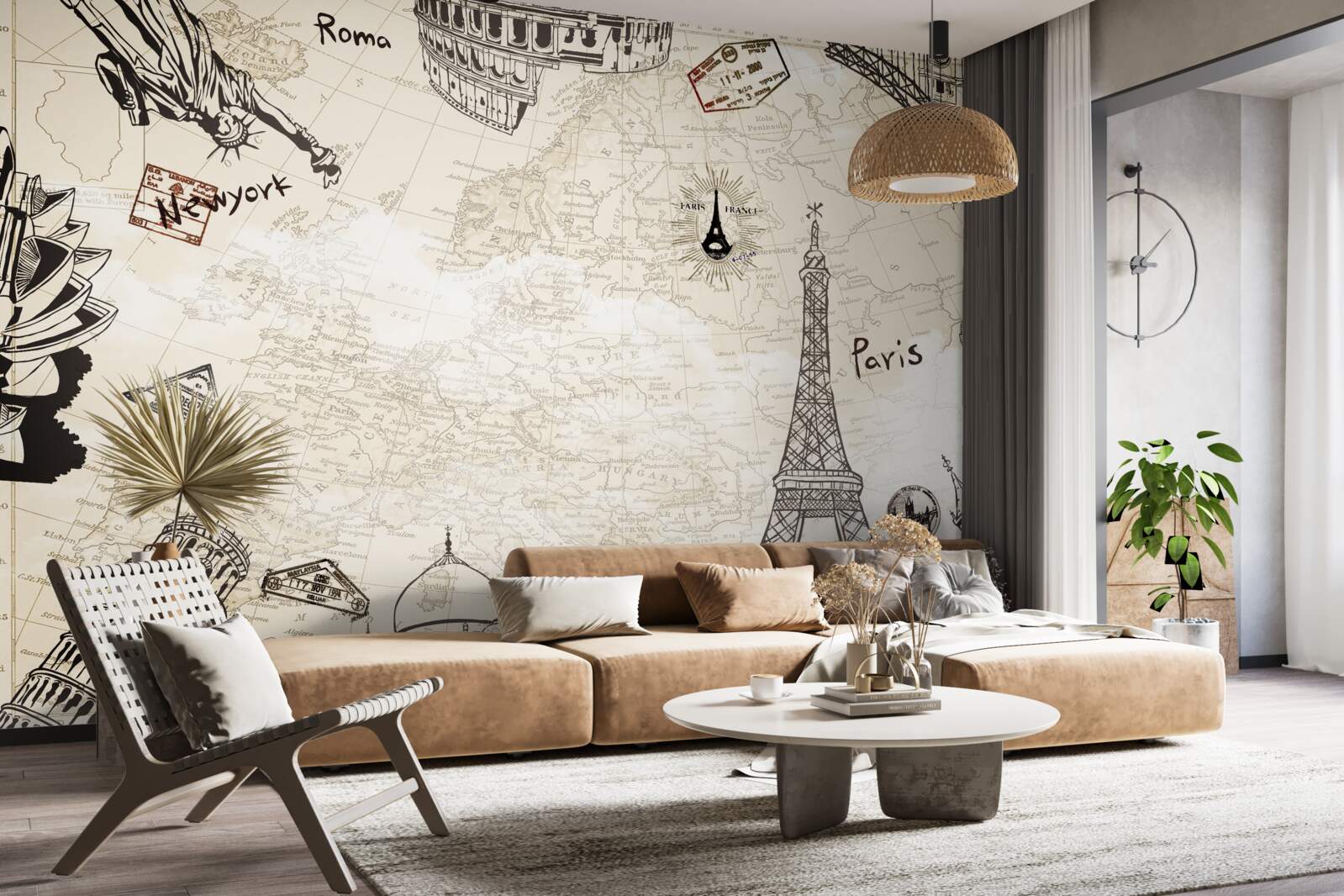 Fotobehang europese architectuur op de kaart