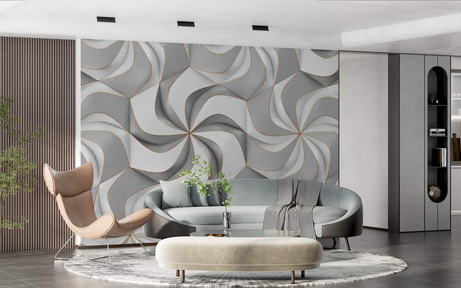 Fotobehang draaiende grijze wielen