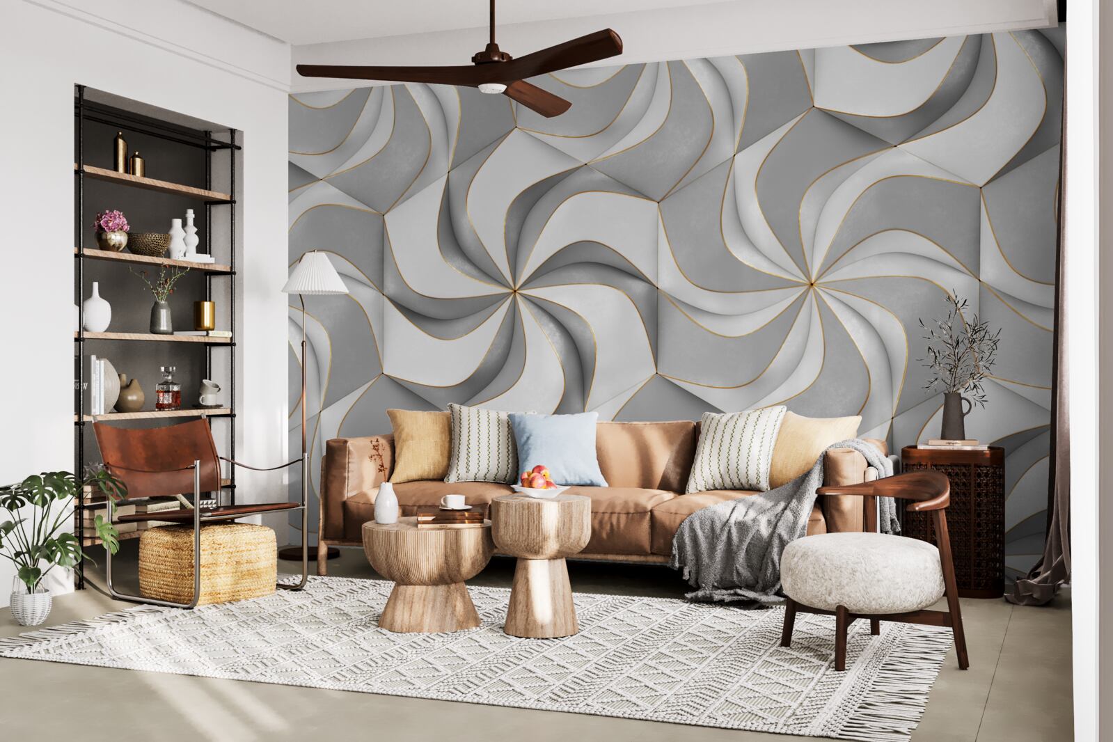 Fotobehang draaiende grijze wielen