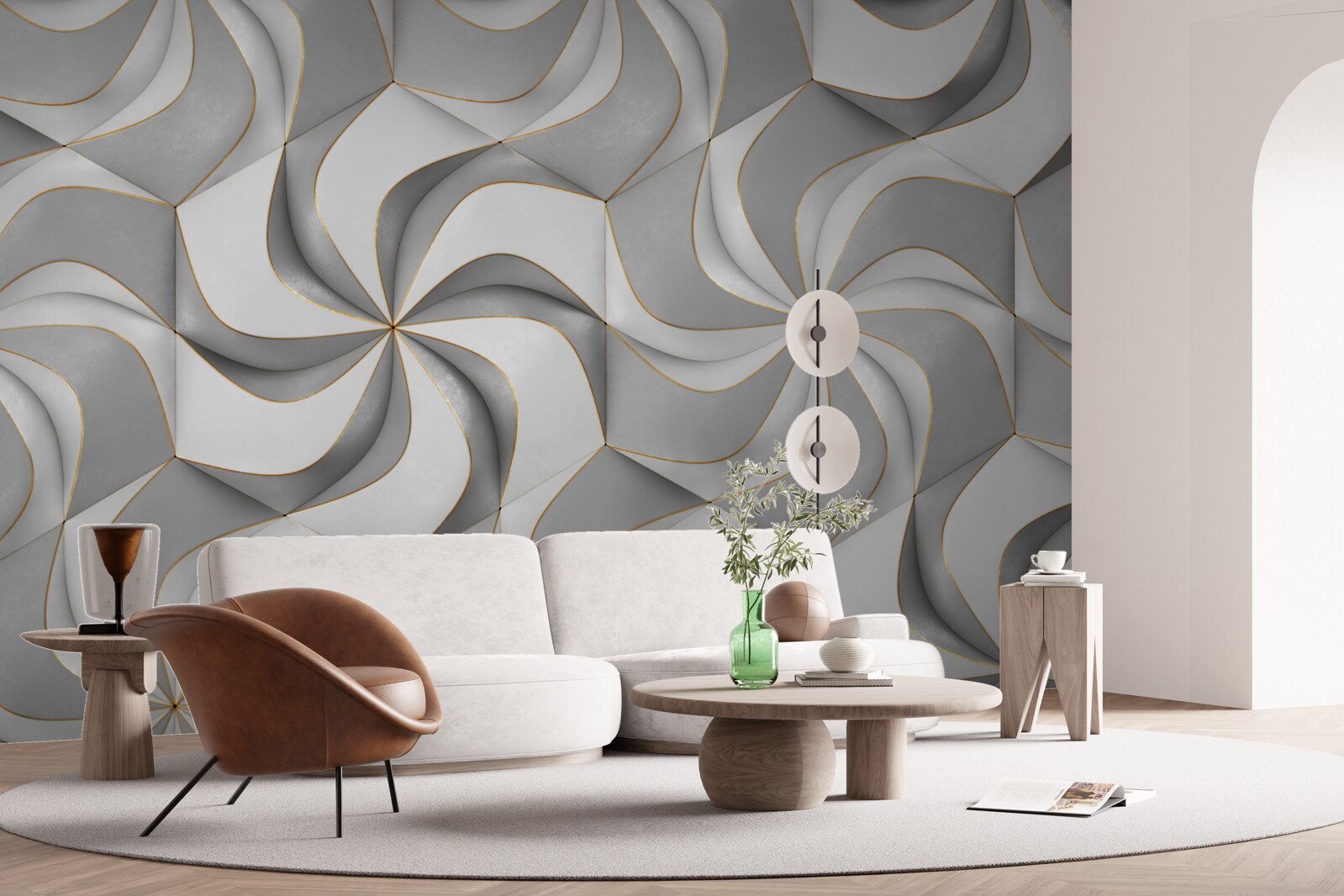 Fotobehang draaiende grijze wielen