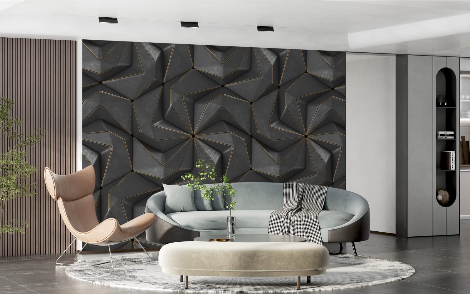 Fotobehang achtergrond van zwarte geometrische vormen