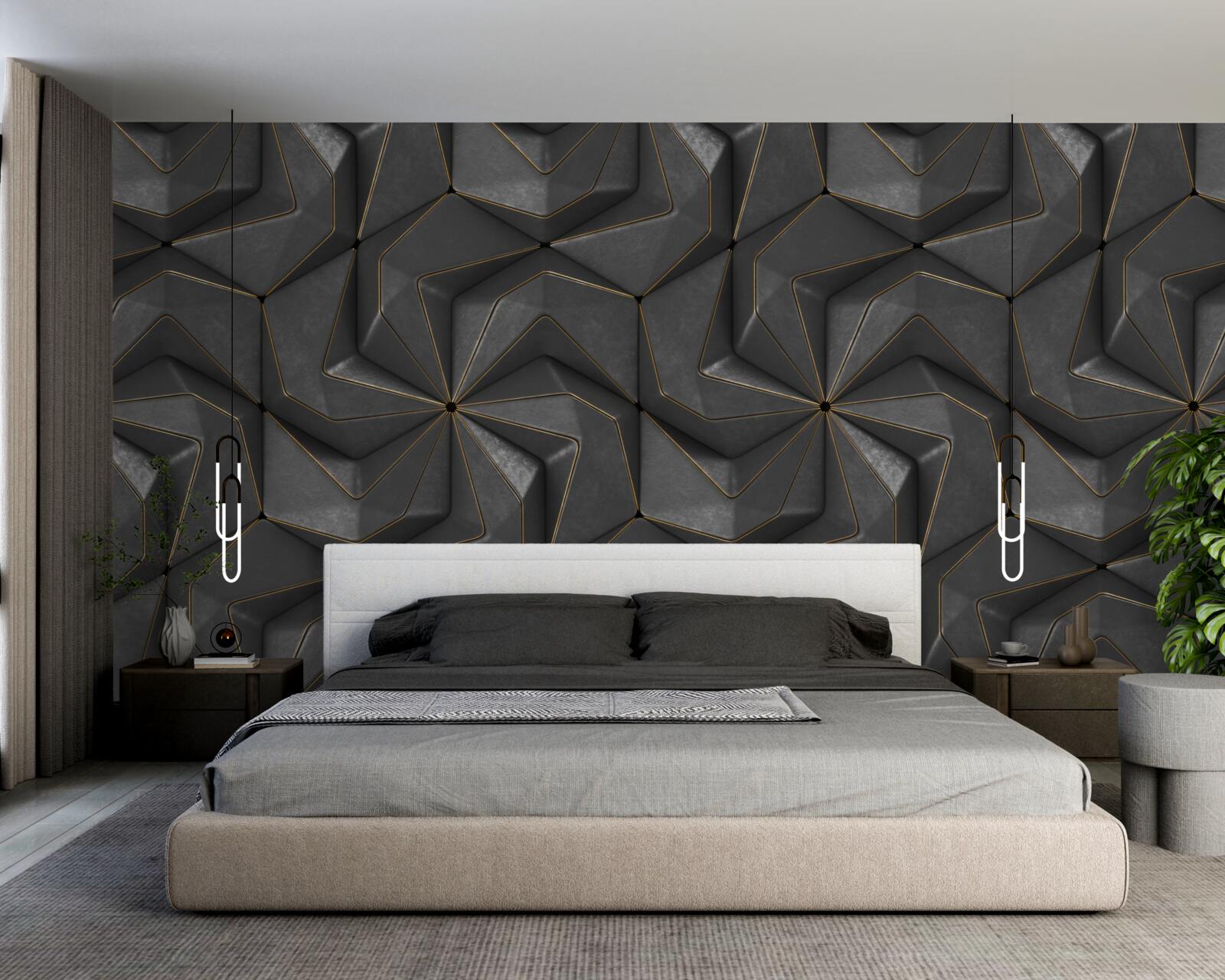 Fotobehang achtergrond van zwarte geometrische vormen