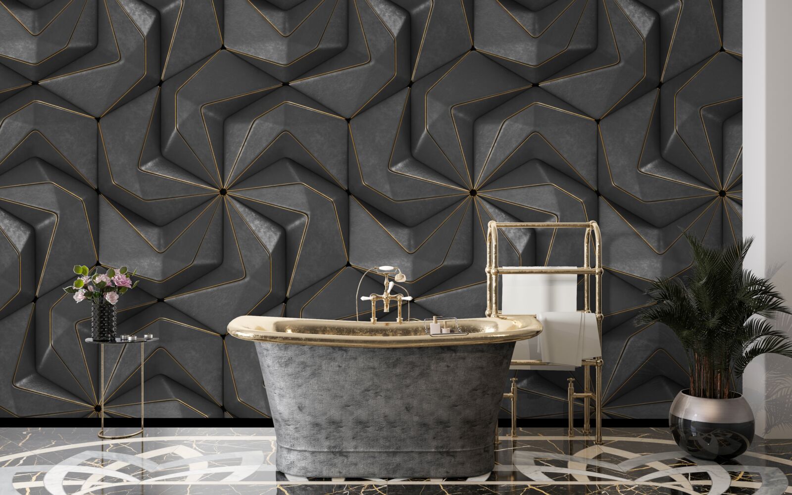 Fotobehang achtergrond van zwarte geometrische vormen