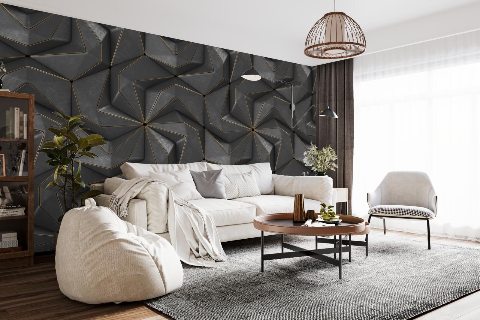 Fotobehang achtergrond van zwarte geometrische vormen