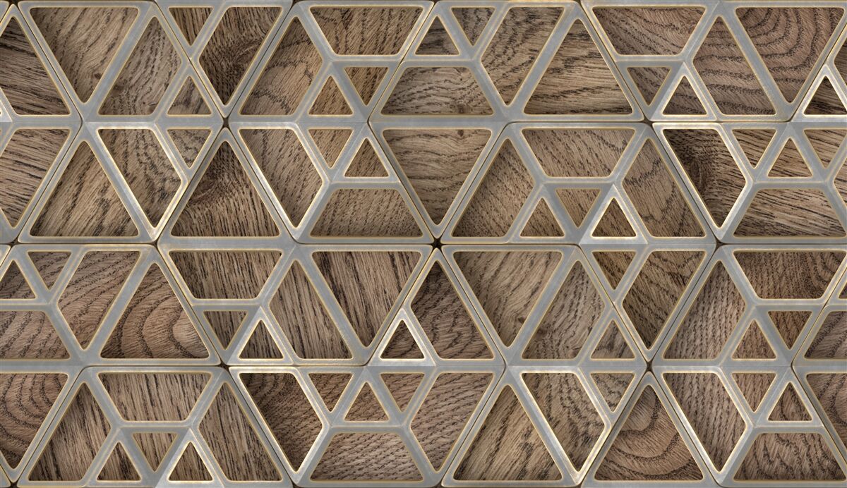 Fotobehang driehoekige houten structuur