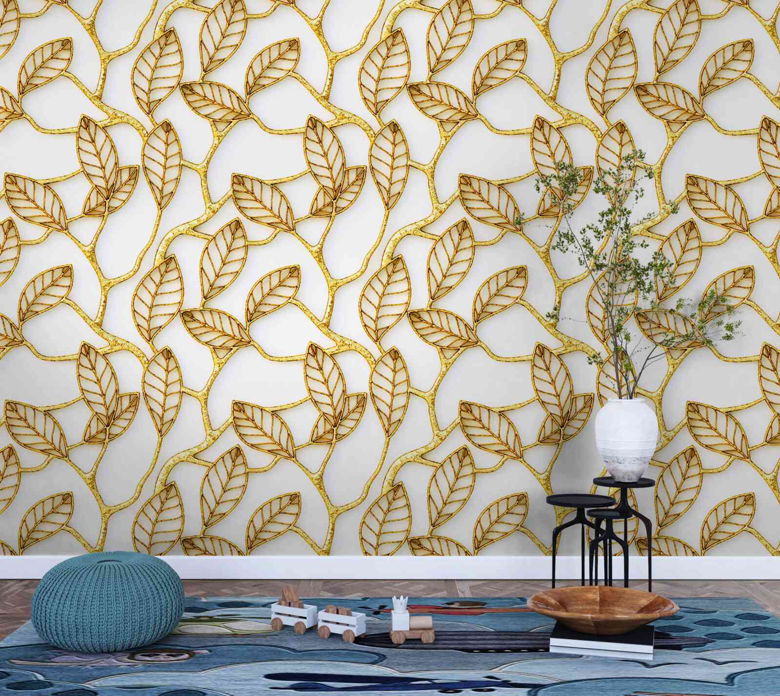 Fotobehang bladgoud textuur