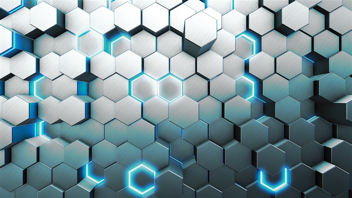 Fotobehang blauwe vijfhoekige vormen