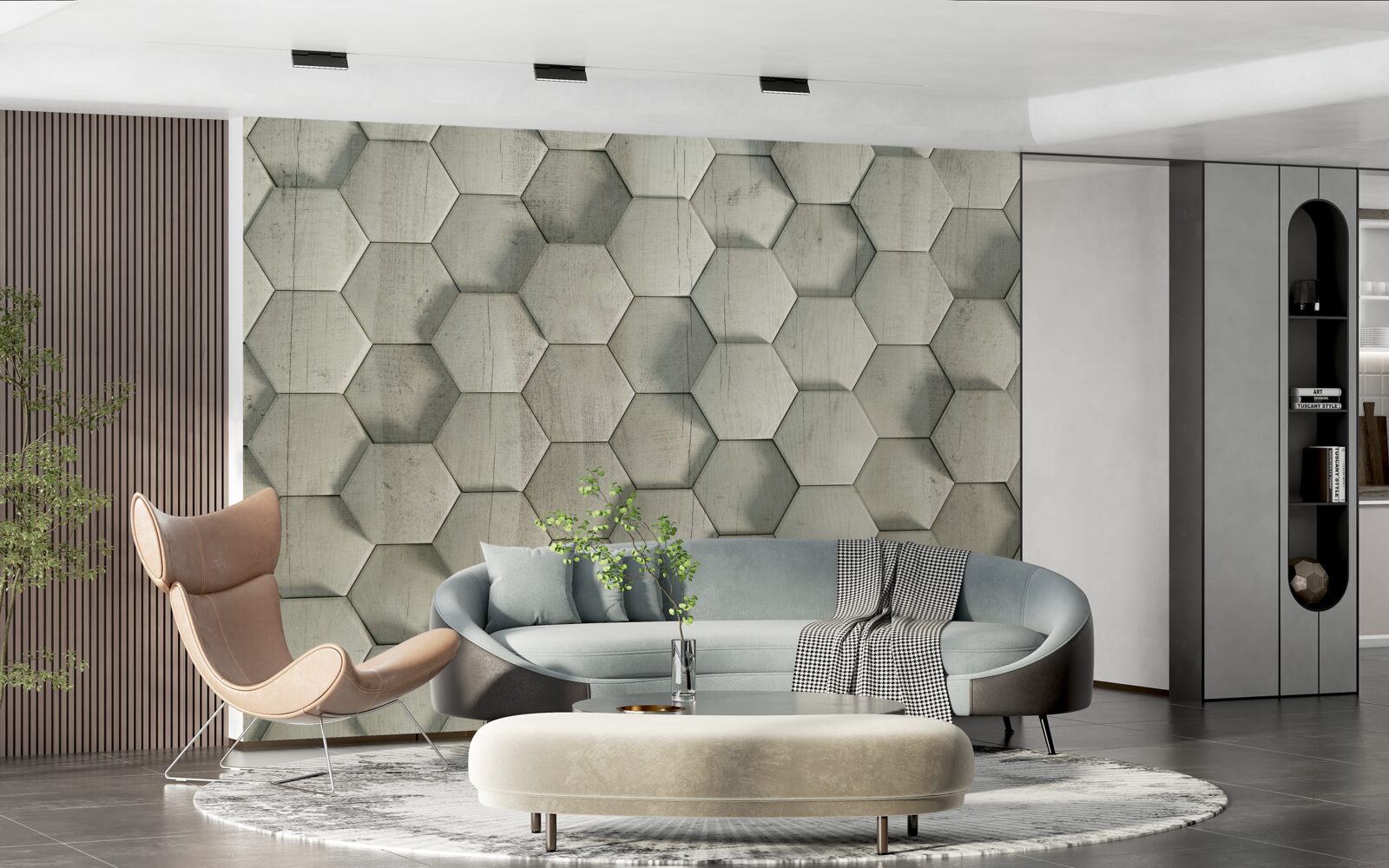 Fotobehang lichtgroene houten cellen