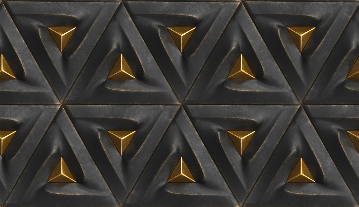 Fotobehang driehoeken met gouden kern