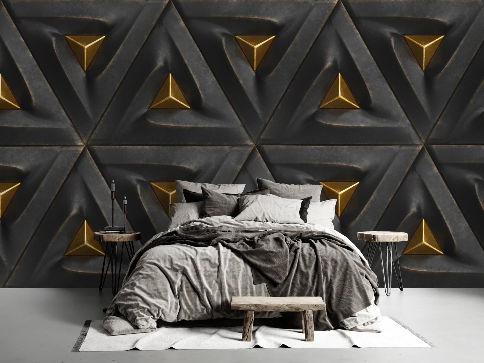 Fotobehang driehoeken met gouden kern