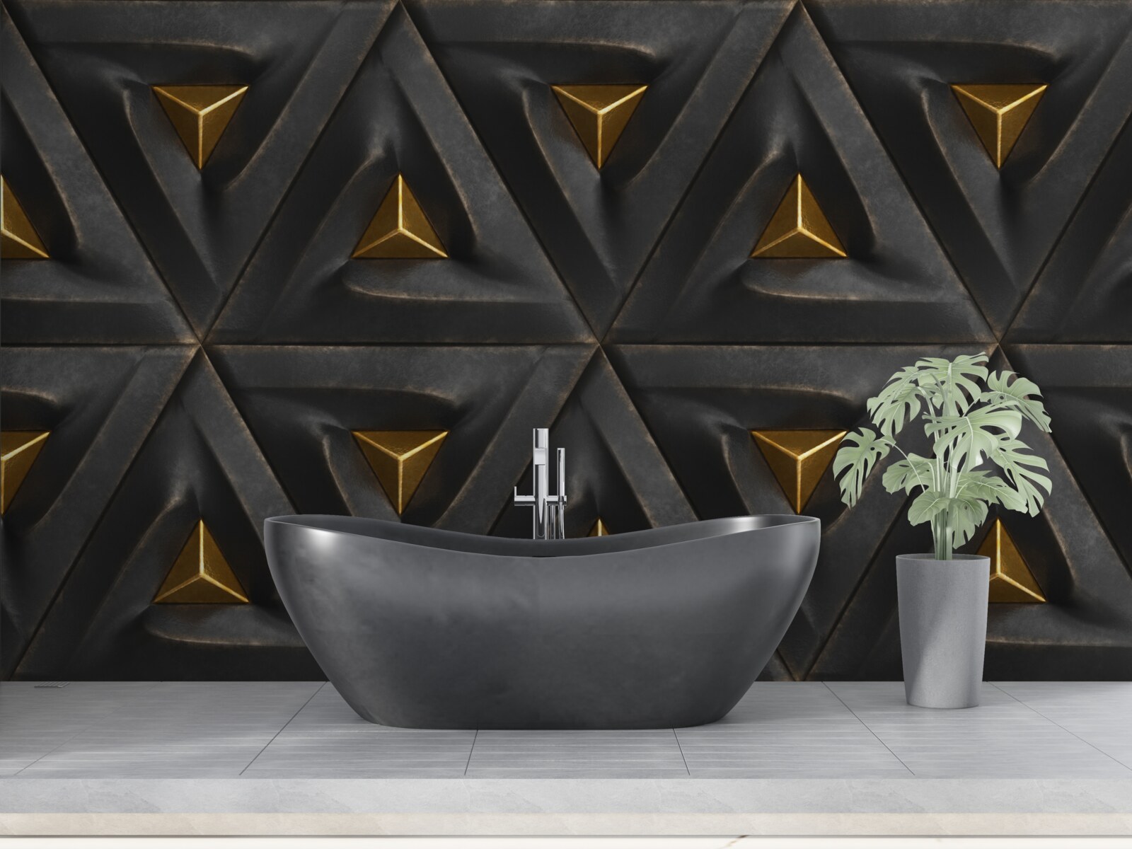 Fotobehang driehoeken met gouden kern