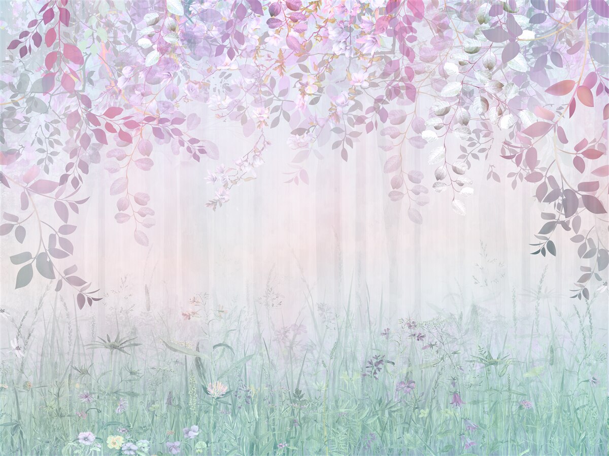 Fotobehang bladeren in alle kleuren in het bos op een herfstochtend