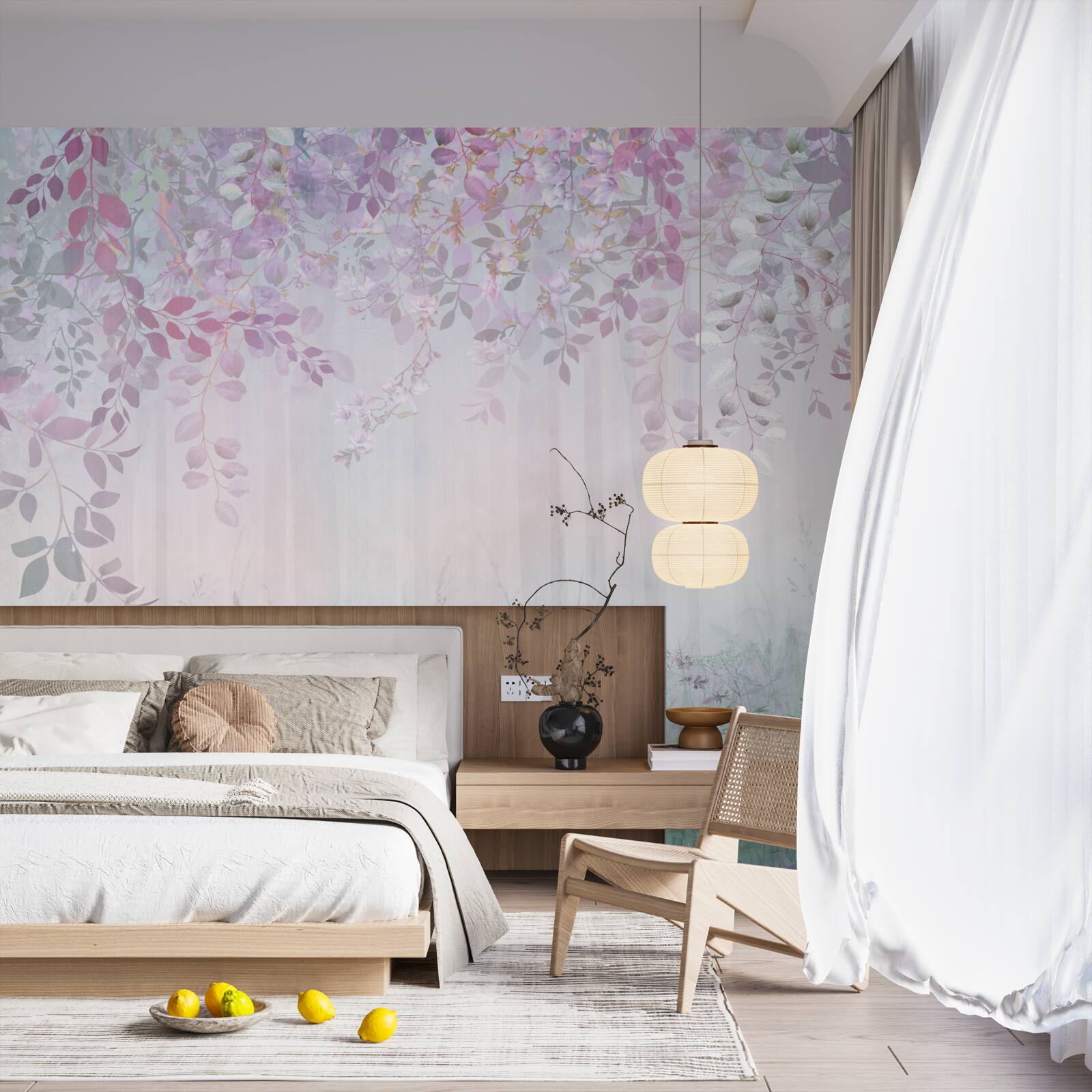 Fotobehang bladeren in alle kleuren in het bos op een herfstochtend