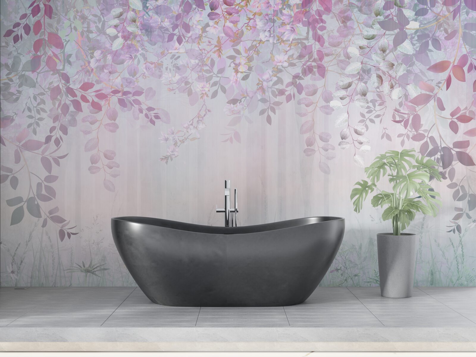 Fotobehang bladeren in alle kleuren in het bos op een herfstochtend