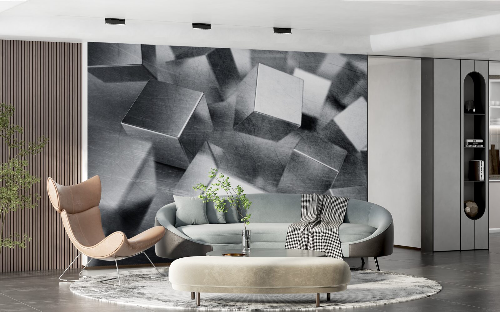 Fotobehang kubussen van staal