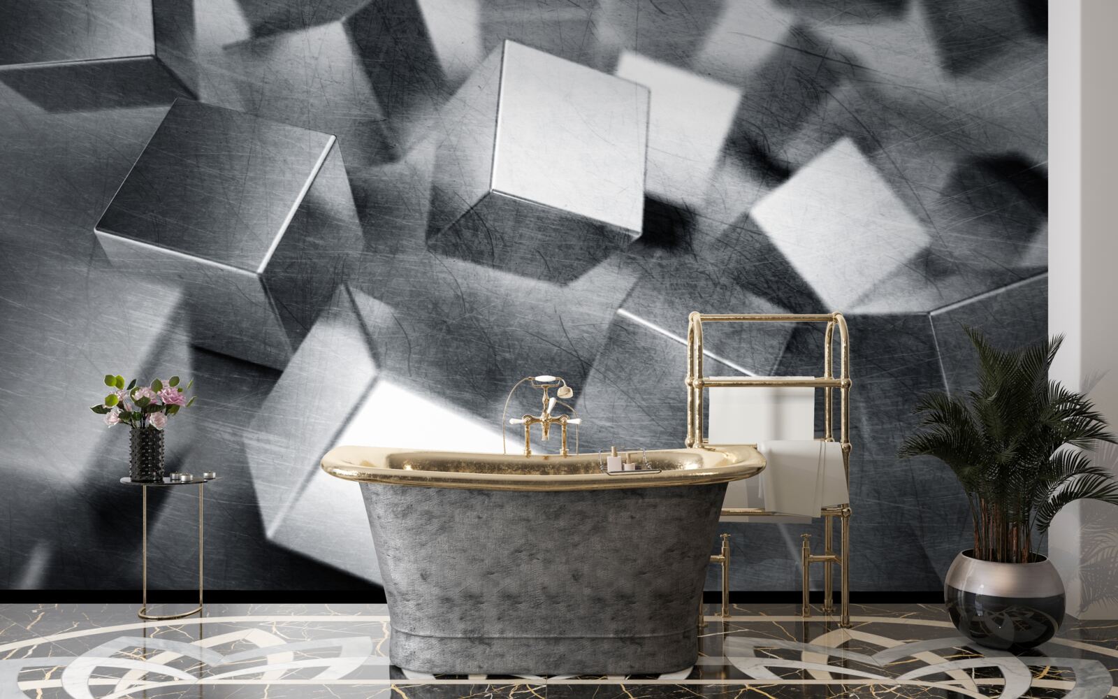 Fotobehang kubussen van staal