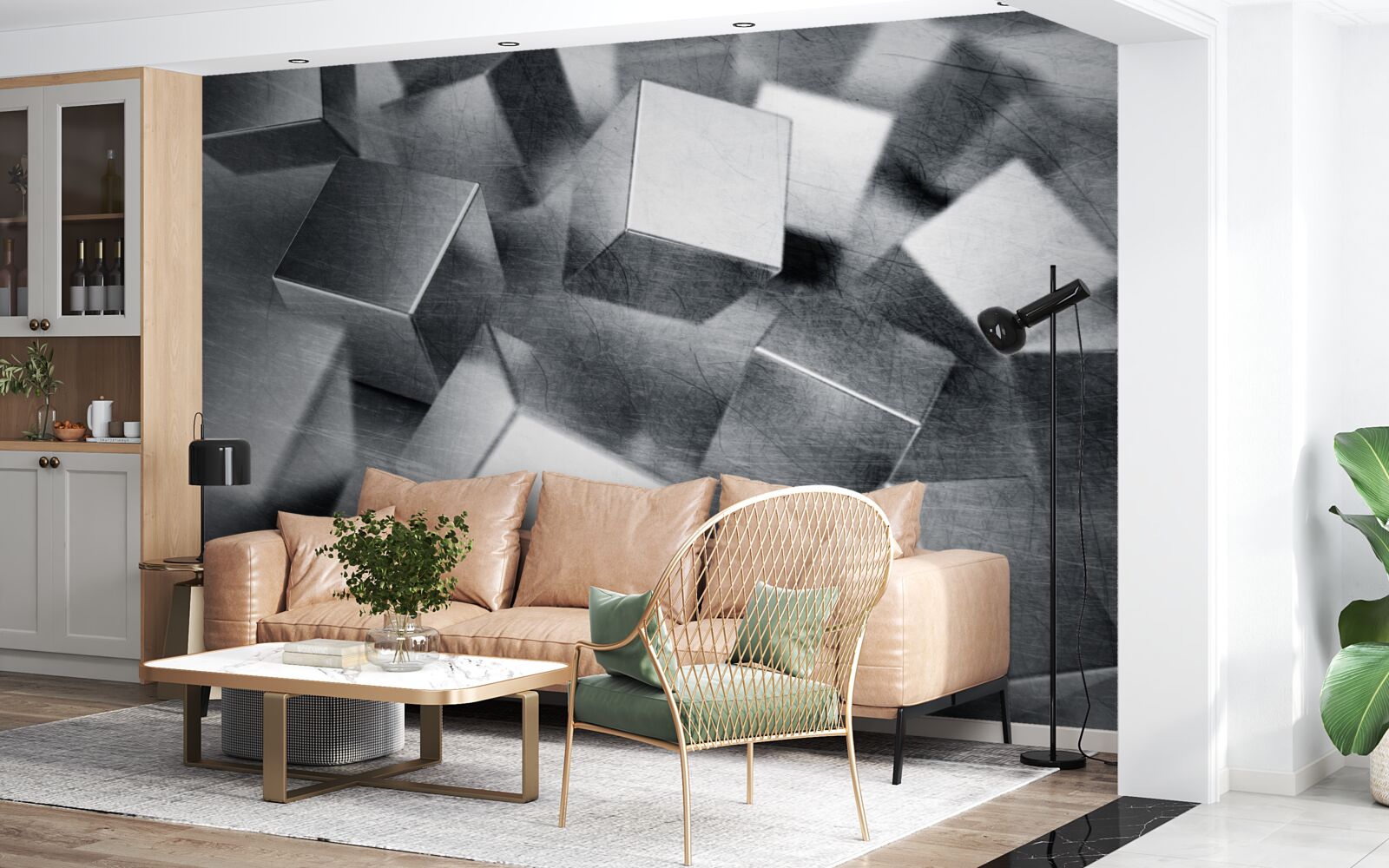 Fotobehang kubussen van staal