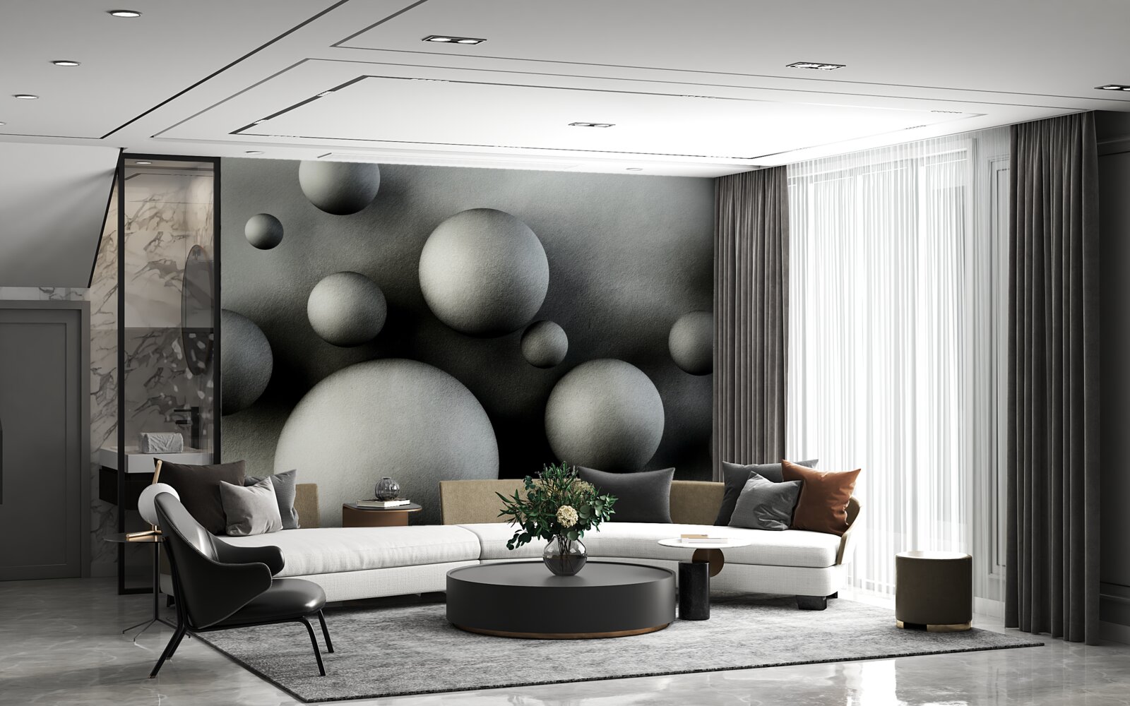 Fotobehang zwevende dichte ballen