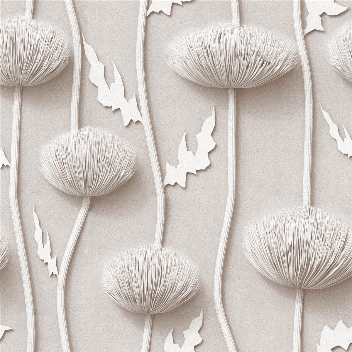 Fotobehang slanke, witte bloemen met een pluizige textuur