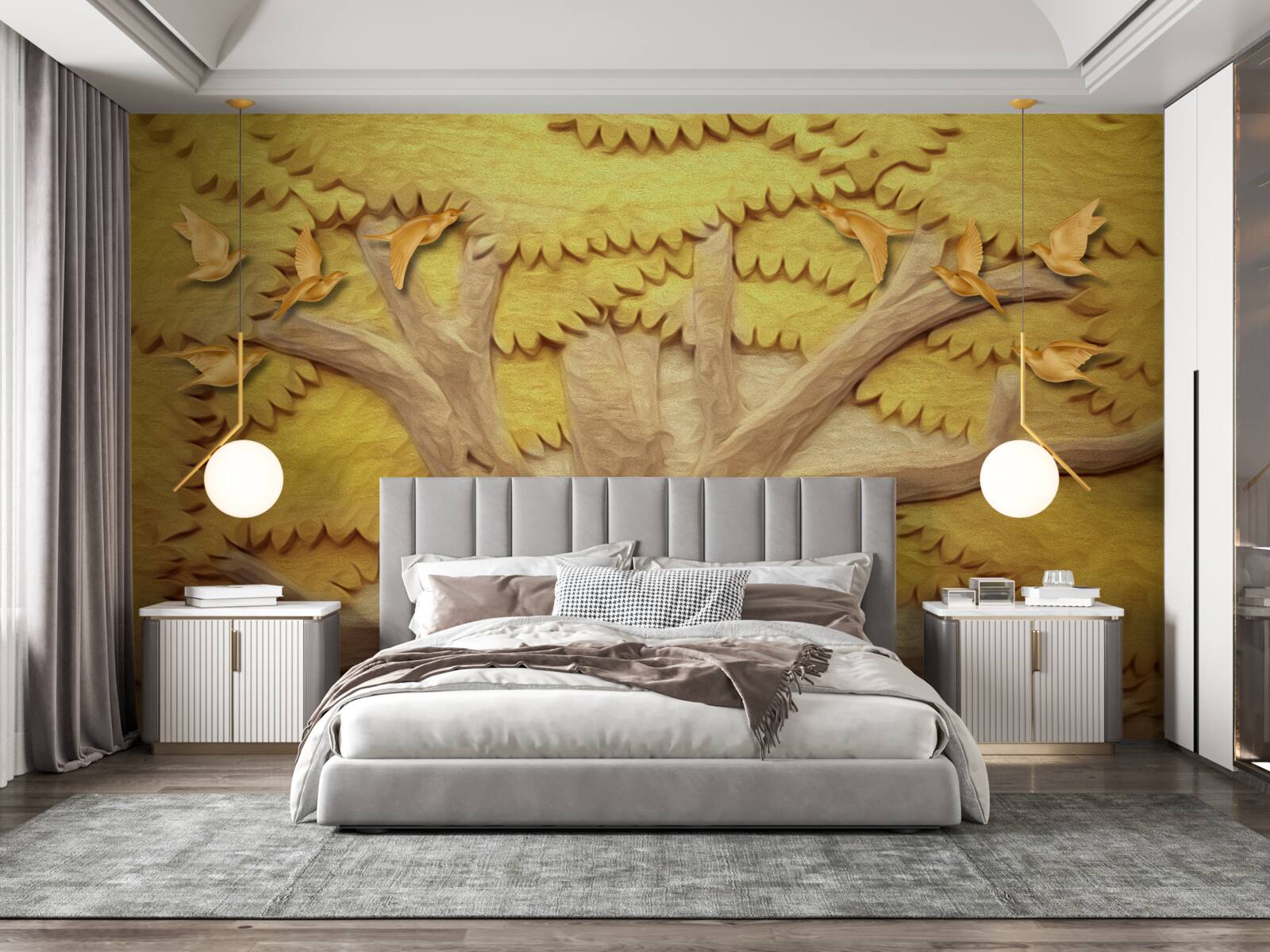 Fotobehang weelderige boombladeren