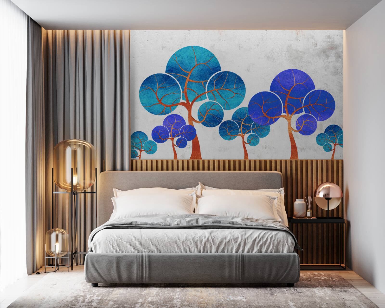 Fotobehang de bloemrijke boomtoppen zijn abstract